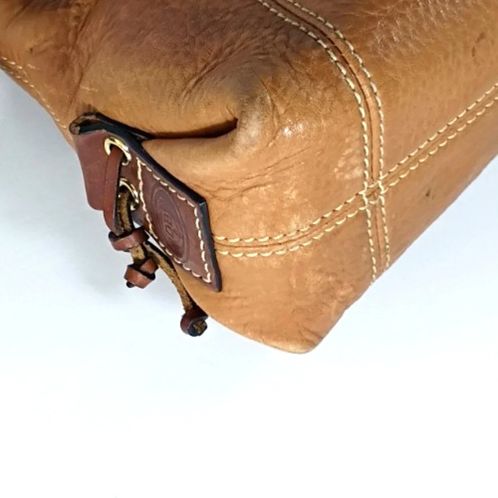 Dooney & Bourke Tan Pebbled Leather Hobo Bag Duck Charm Shoulder Purse